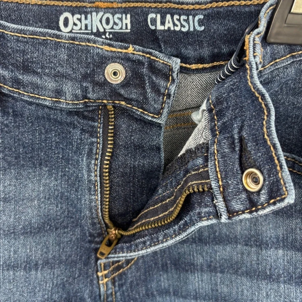 OshKosh Bgosh Kids Classic Straight‎ Leg Jeans 8R 8A Dark Wash Stretch Snap Fly